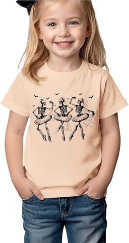 Toddler Halloween T-Shirt Baby Girls Dancing Skeleton Shirt Funny Dance Posture Graphic Tee Tops Kids in Saudi Arabia