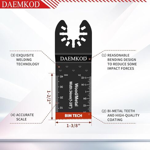 12 قطعة من شفرات الأدوات المتأرجحة ثنائية المعدن، شفرات متعددة الأدوات سريعة التحرير للبلاستيك الصلب المعدني الناعم، 34 مم و44 مم منشار متأرجح، مجموعات شفرات متعددة الأدوات in Kuwait