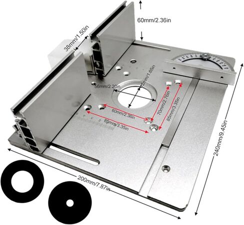 Yosoo Health Gear Router Table Insert Plate, 2-in-1 Aluminum Flip Board with Adjustable Fence for Woodworking Trimming and Routing in Saudi Arabia