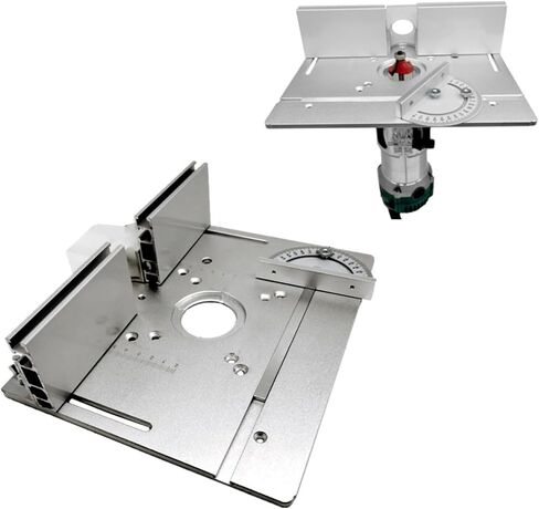 Yosoo Health Gear Router Table Insert Plate, 2-in-1 Aluminum Flip Board with Adjustable Fence for Woodworking Trimming and Routing in Saudi Arabia
