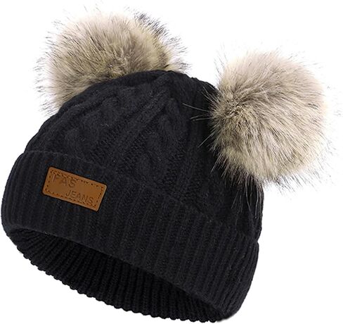 Century Star Toddler Beanie Baby Girls Winter Hat - 6-36 Months Warm Knit Pom Pom Hats for Gils Boys in Saudi Arabia