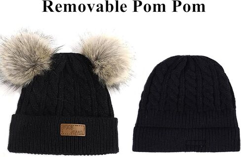 Century Star Toddler Beanie Baby Girls Winter Hat - 6-36 Months Warm Knit Pom Pom Hats for Gils Boys in Saudi Arabia