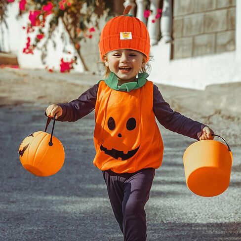 3 Pcs Pumpkin Hat for Toddler Baby Infant Kids Halloween Knitted Beanie Winter Thick Orange Hat for Boys Girls in Saudi Arabia