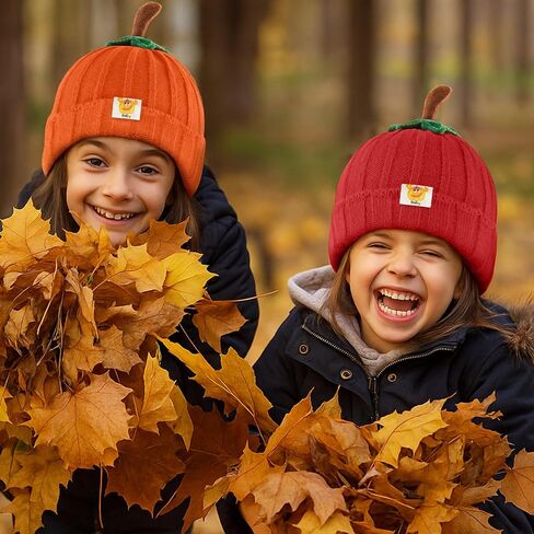 3 Pcs Pumpkin Hat for Toddler Baby Infant Kids Halloween Knitted Beanie Winter Thick Orange Hat for Boys Girls in Saudi Arabia
