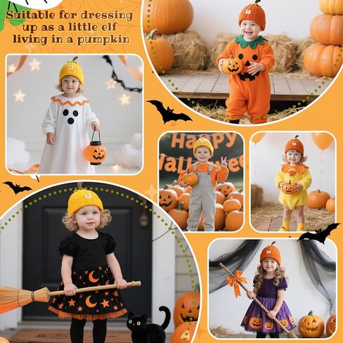 Zando Baby Beanie Pumpkin Knit Hat Winter Thick Soft Warm Suitable for Halloween-Dress Up as a Pumpkin in Saudi Arabia