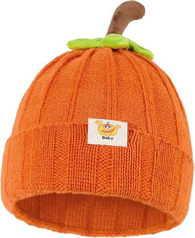 Zando Baby Beanie Pumpkin Knit Hat Winter Thick Soft Warm Suitable for Halloween-Dress Up as a Pumpkin in Saudi Arabia