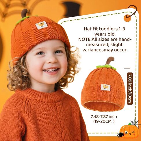 Zando Baby Beanie Pumpkin Knit Hat Winter Thick Soft Warm Suitable for Halloween-Dress Up as a Pumpkin in Saudi Arabia