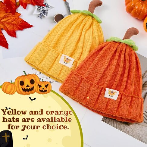 Zando Baby Beanie Pumpkin Knit Hat Winter Thick Soft Warm Suitable for Halloween-Dress Up as a Pumpkin in Saudi Arabia
