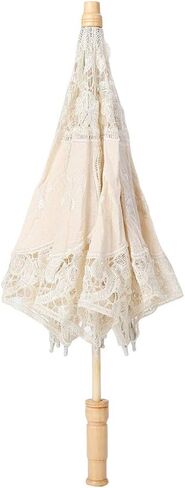 TOPINCN Lace Floral Flower Umbrella, 53cm Silk Cloth Material Photography Lace Parasol Handmade Umbrellas(L-Beige) in Saudi Arabia
