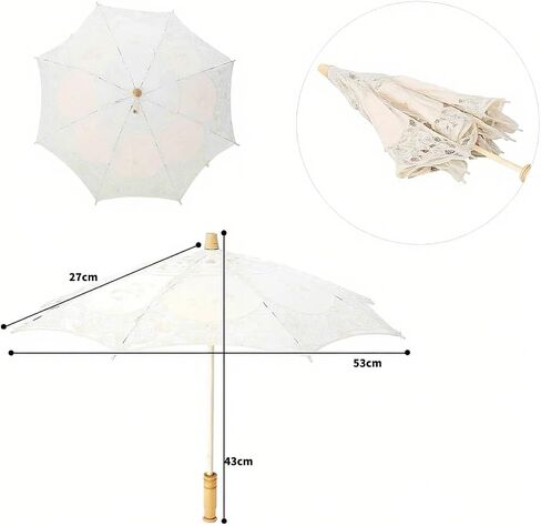 TOPINCN Lace Floral Flower Umbrella, 53cm Silk Cloth Material Photography Lace Parasol Handmade Umbrellas(L-Beige) in Saudi Arabia