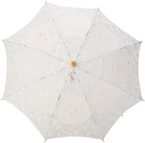 TOPINCN Lace Floral Flower Umbrella, 53cm Silk Cloth Material Photography Lace Parasol Handmade Umbrellas(L-Beige) in Saudi Arabia