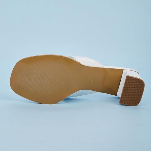 Women'S Leather Mid Chunky Heel Flip-Flops Slip On Fashion Comfort Square Open Toe Block Heel Thong Sandals Casual Summer Wedding Party Toe Clip Heel Dress Slides in Kuwait