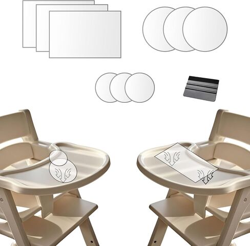 مجموعة ملصقات BabyGrip Suction Aid - 9 أوراق PVC (3 أحجام) + مكشطة، مضادة للانزلاق، مقاومة للماء وخالية من البقايا للكراسي العالية، والصواني والطاولات، التصاق قوي للأطباق والألعاب | لصينية Stokke Tripp in Kuwait