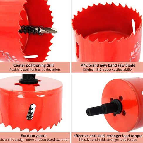 Hole Saw Set LAIWEI 16PCS, 2 Mandrels, 1 Drill Bits, 1 Installation Plate, 1 Hex Key, Max Size 5" and Min Size 3/4", Ideal for Soft Wood, Plywood, Drywall, PVC in Saudi Arabia
