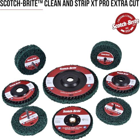 Scotch-Brite Clean and Strip XT Pro Extra Cut Disc, XC-DC, A/O Extra Coarse, Green, 4-1/2 in x 5/8"-11, Type 27, Pack of 10, Heavy Duty Metal Stripper Disc, Aluminum Oxide in Saudi Arabia