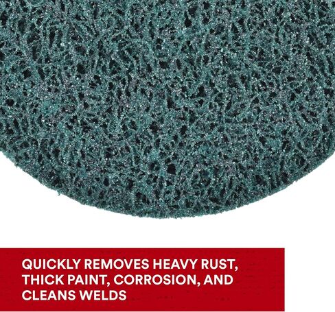 Scotch-Brite Clean and Strip XT Pro Extra Cut Disc, XC-DC, A/O Extra Coarse, Green, 4-1/2 in x 5/8"-11, Type 27, Pack of 10, Heavy Duty Metal Stripper Disc, Aluminum Oxide in Saudi Arabia