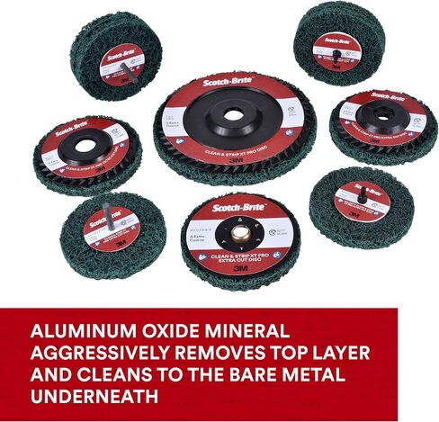 Scotch-Brite Clean and Strip XT Pro Extra Cut Disc, XC-DC, A/O Extra Coarse, Green, 4-1/2 in x 5/8"-11, Type 27, Pack of 10, Heavy Duty Metal Stripper Disc, Aluminum Oxide in Saudi Arabia