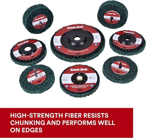 Scotch-Brite Clean and Strip XT Pro Extra Cut Disc, XC-DC, A/O Extra Coarse, Green, 4-1/2 in x 5/8"-11, Type 27, Pack of 10, Heavy Duty Metal Stripper Disc, Aluminum Oxide in Saudi Arabia