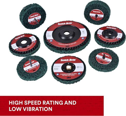 Scotch-Brite Clean and Strip XT Pro Extra Cut Disc, XC-DC, A/O Extra Coarse, Green, 4-1/2 in x 5/8"-11, Type 27, Pack of 10, Heavy Duty Metal Stripper Disc, Aluminum Oxide in Saudi Arabia