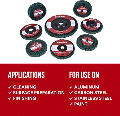 Scotch-Brite Clean and Strip XT Pro Extra Cut Disc, XC-DC, A/O Extra Coarse, Green, 4-1/2 in x 5/8"-11, Type 27, Pack of 10, Heavy Duty Metal Stripper Disc, Aluminum Oxide in Saudi Arabia