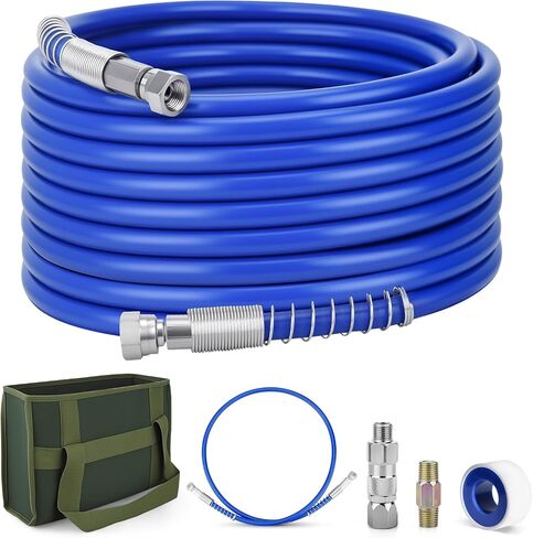 50Ft x 1/4" Airless Paint Sprayer Hose,High Pressure Airless Paint Spray Hose Kit with 5Ft Whip Hose,1/4" Hose Connector,Swivel Joint,PTFE Tape &Carrying Bag for Airless Spraying Machine (50 FT) in Saudi Arabia
