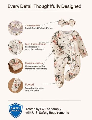 Yvowming Newborn Baby Girl Clothes Ruffle Jumpsuit Romper Infant Coming Home Outfit for Baby Girl in Kuwait