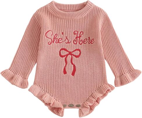 ملابس الفتيات حديثي الولادة، ملابس أطفال مطرزة بكشكشة، شتوية بأكمام طويلة، ملابس إعلان الولادة in Kuwait