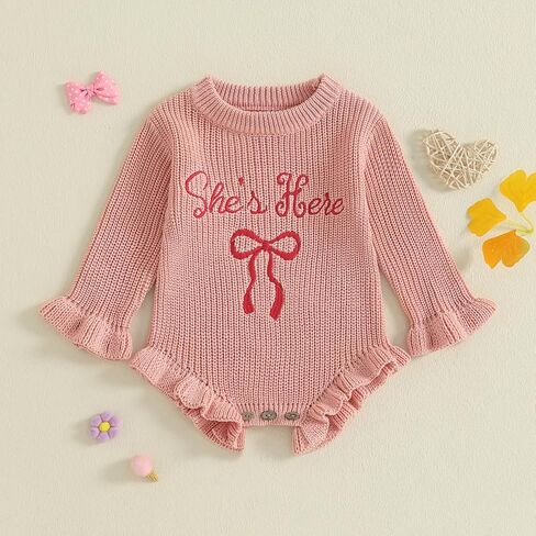 ملابس الفتيات حديثي الولادة، ملابس أطفال مطرزة بكشكشة، شتوية بأكمام طويلة، ملابس إعلان الولادة in Kuwait