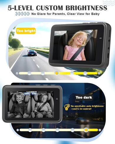 Baby Car Camera for 2 Kids - 4.3" Dual Channel Car Baby Monitor with Split Screen,Night Vision, Wide View, Easy Install Rear Facing Backseat Camera for Baby in Saudi Arabia