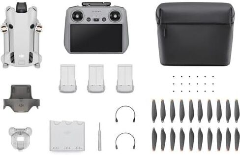 DJI Mini 4 Pro Fly More Combo Plus (DJI RC2)، طائرة بدون طيار خفيفة الوزن وقابلة للطي مع فيديو بدقة 4K/60 إطارًا في الثانية، صور بدقة 48 ميجابكسل، وقت طيران 34 دقيقة in Kuwait