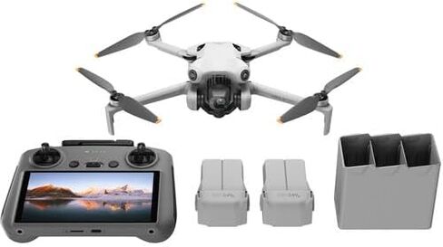 DJI Mini 4 Pro Fly More Combo Plus (DJI RC2)، طائرة بدون طيار خفيفة الوزن وقابلة للطي مع فيديو بدقة 4K/60 إطارًا في الثانية، صور بدقة 48 ميجابكسل، وقت طيران 34 دقيقة in Kuwait