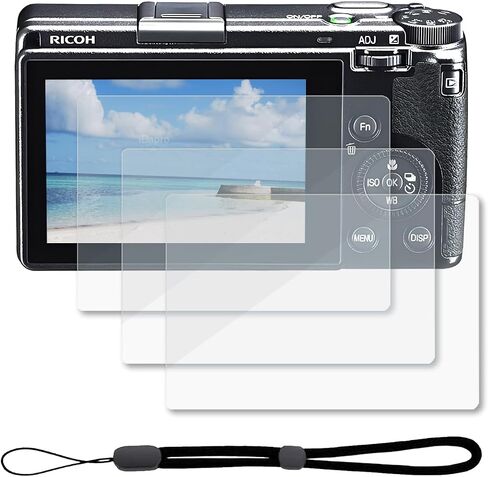 واقي شاشة لـ RICOH GR IV GR4 من الزجاج المقسى [3 قطع] + حبل يد [1 قطعة]، 9H، مضاد للخدش، مضاد للفقاعات، سهل التركيب in Saudi Arabia