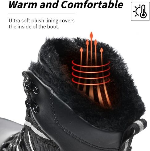 أحذية الثلوج النسائية مقاومة للماء ومضادة للانزلاق خفيفة الوزن دافئة مبطنة بالفرو الصناعي متعددة الوظائف أحذية شتوية مريحة منتصف الساق للخارج in Kuwait