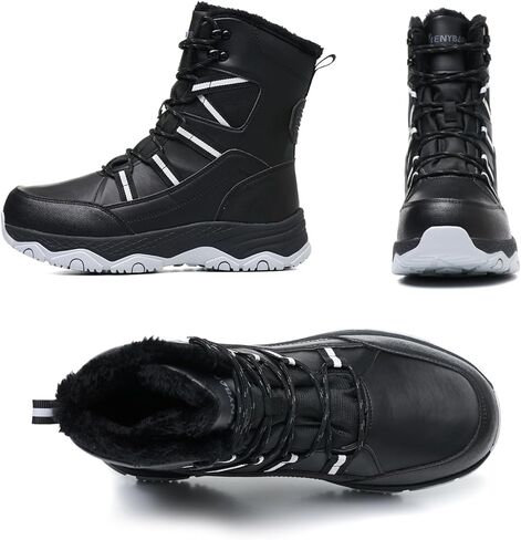 أحذية الثلوج النسائية مقاومة للماء ومضادة للانزلاق خفيفة الوزن دافئة مبطنة بالفرو الصناعي متعددة الوظائف أحذية شتوية مريحة منتصف الساق للخارج in Kuwait