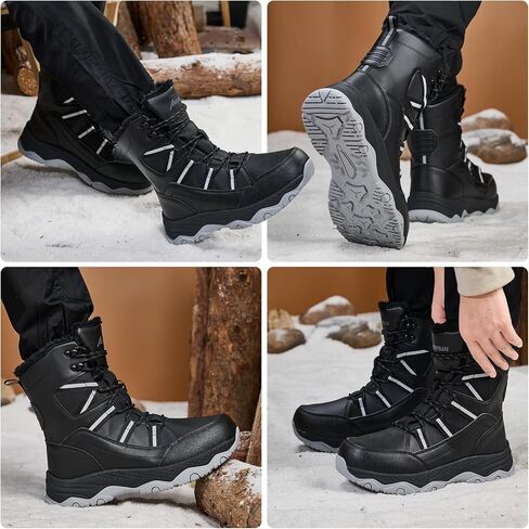 أحذية الثلوج النسائية مقاومة للماء ومضادة للانزلاق خفيفة الوزن دافئة مبطنة بالفرو الصناعي متعددة الوظائف أحذية شتوية مريحة منتصف الساق للخارج in Kuwait