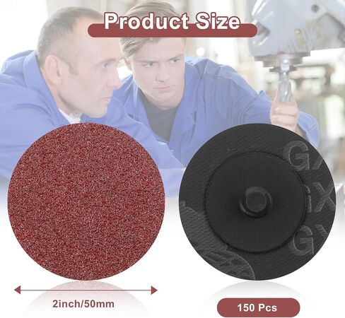 150 Pieces Sanding Discs, 2 Inch Roll Lock Die Grinder Sanding Surface Conditioning Discs for Surface Prep Strip Grind Polish Finish Burr Rust Paint Removal, red(60 Grit) in Saudi Arabia