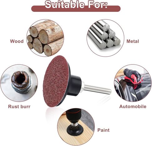 150 Pieces Sanding Discs, 2 Inch Roll Lock Die Grinder Sanding Surface Conditioning Discs for Surface Prep Strip Grind Polish Finish Burr Rust Paint Removal, red(60 Grit) in Saudi Arabia