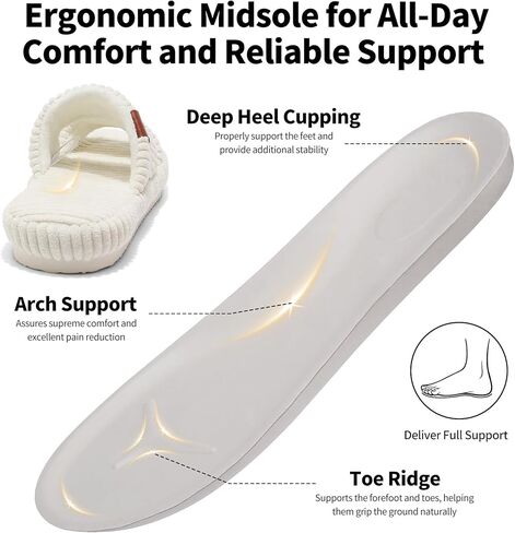 شبشب منزلي للنساء في الداخل والخارج، شبشب نسائي مريح بتصميم أصلي أمريكي مع دعم للقوس، شبشب نسائي من الإسفنج الذكي قابل للغسل ومفتوح عند الأصابع للتوصيل إلى غرفة النوم والمستشفى in Kuwait