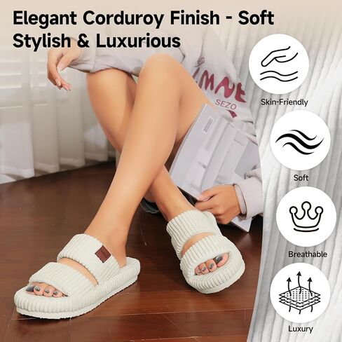 شبشب منزلي للنساء في الداخل والخارج، شبشب نسائي مريح بتصميم أصلي أمريكي مع دعم للقوس، شبشب نسائي من الإسفنج الذكي قابل للغسل ومفتوح عند الأصابع للتوصيل إلى غرفة النوم والمستشفى in Kuwait