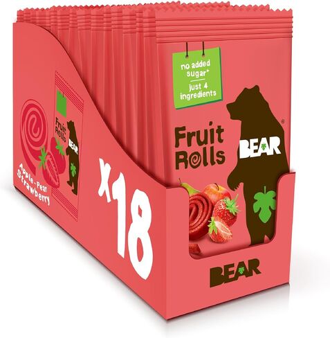 BEAR Real Fruit Snack Splits - Gluten Free, Vegan, and Non-GMO - Raspberry and Pineapple – Healthy School And Lunch Snacks For Kids And Adults, 0.7 Ounce (Pack of 18) in Saudi Arabia