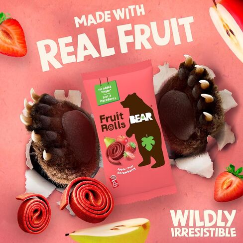 BEAR Real Fruit Snack Splits - Gluten Free, Vegan, and Non-GMO - Raspberry and Pineapple – Healthy School And Lunch Snacks For Kids And Adults, 0.7 Ounce (Pack of 18) in Saudi Arabia