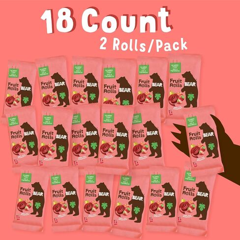 BEAR Real Fruit Snack Splits - Gluten Free, Vegan, and Non-GMO - Raspberry and Pineapple – Healthy School And Lunch Snacks For Kids And Adults, 0.7 Ounce (Pack of 18) in Saudi Arabia