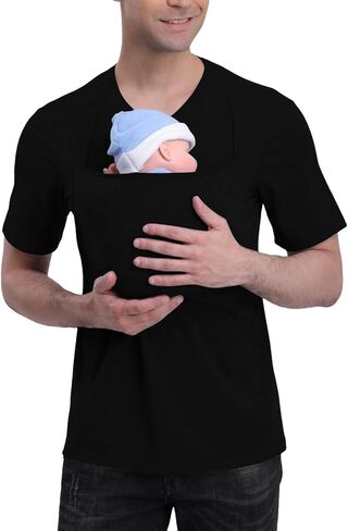 Kangaroo Shirt for Dad and Baby With Pouch - V Neck T-Shirt Baby Carrier in Saudi Arabia