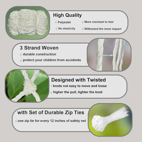 Stair Safety Net for Kids Rope Net Safety Netting for Railings Suitable for Balconies, Stair, Railing, Playground, Indoor and Outdoor Decoration (6mm,1.5X3m) in Saudi Arabia