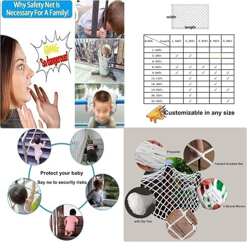 Stair Safety Net for Kids Rope Net Safety Netting for Railings Suitable for Balconies, Stair, Railing, Playground, Indoor and Outdoor Decoration (6mm,1.5X3m) in Saudi Arabia