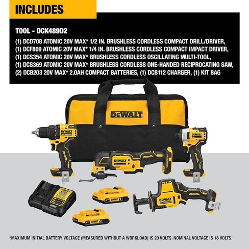 DEWALT DCK489D2 ATOMIC 20V MAX* Brushless Cordless 4-Tool Combo Kit in Saudi Arabia