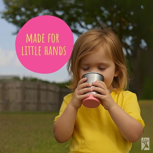 Elk and Friends Stainless Steel Kids + Toddler Drinking Cups | 12oz Tumblers with Colored Base | Durable + Stackable | Travel, Camping + Outdoors | Dishwasher Safe | 4 Pack in Saudi Arabia
