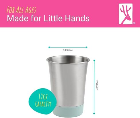 Elk and Friends Stainless Steel Kids + Toddler Drinking Cups | 12oz Tumblers with Colored Base | Durable + Stackable | Travel, Camping + Outdoors | Dishwasher Safe | 4 Pack in Saudi Arabia