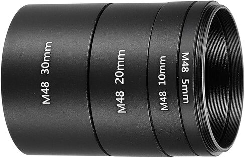 PATIKIL 5/10/20/30mm Telescope Extension Tube, 4Pcs M48 x 0.75mm on Both Sides Aluminum Alloy Lens Adapter Ring Extension Tube for Camera Eyepiece Telescope Accessory, Black in Saudi Arabia