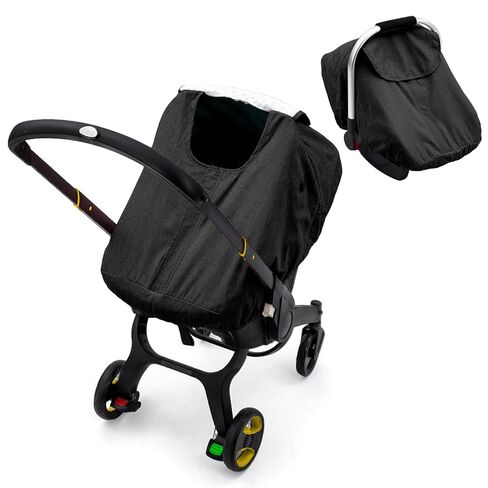 غطاء مقعد سيارة للأطفال مقاوم للماء لعربة الأطفال دونا، غطاء مقعد السيارة مع بطانة منقط من القطيفة للطقس البارد الرطب، مظلة مقعد سيارة للرضع مع تصميم إغلاق بسحاب وفتحتين، يحافظ على دفء الطفل/جافًا in Kuwait